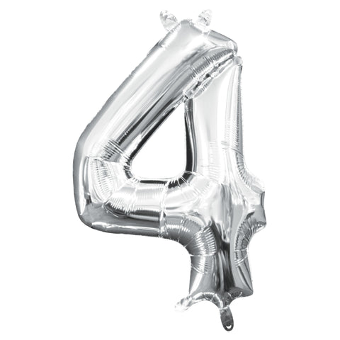 Balloon Air-Filled Number "4"- Silver