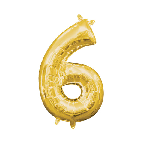 Balloon Air-Filled Number "6"- Gold