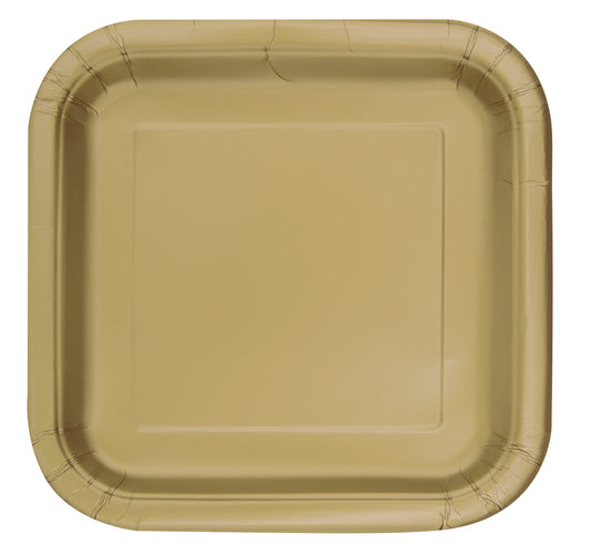 Gold Solid Square 9" Dinner Plates, 14ct