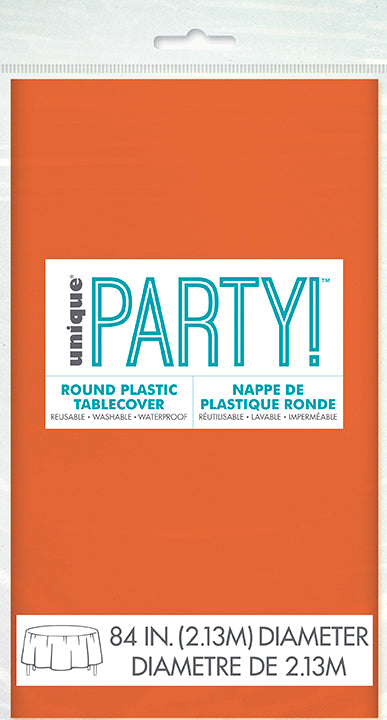 Pumpkin Orange Solid Round Table Cover, 84"