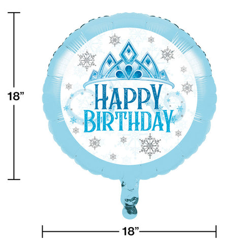 Snow Princess Happy Birthday 18" Metallic Balloon