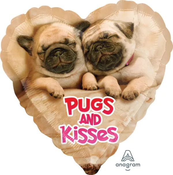 Pugs & Kisses 17" Foil Balloon, 1ct