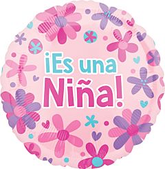 18" Es Una Nina Flowers Balloon
