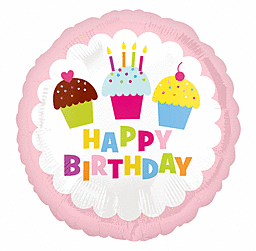 18" Happy Birthday Cupcake Balloon