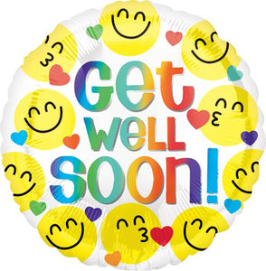 18" Get Well Emoticons Balloon