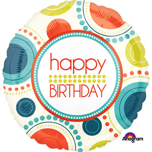 Happy Birthday Circle Fun Balloon, 1ct