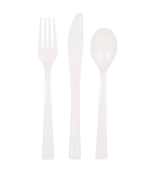 White Solid Assorted Plastic Cutlery, 18ct