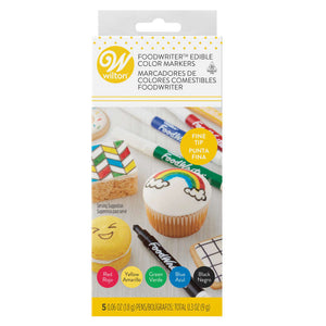 FoodWriter Fine Tip Edible Color Markers, 5-Pack