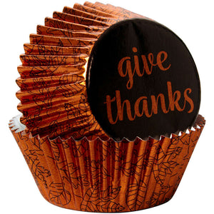 Give Thanks Foil Cupcake Liners, 24-Count