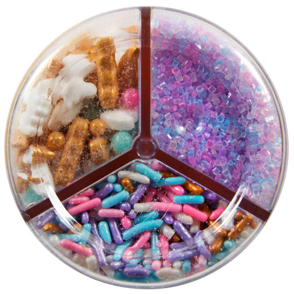 3-Cell Unicorn Sprinkles Mix with Turning Lid, 7.76 oz.