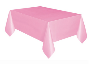 Lovely Pink Solid Rectangular Plastic Table Cover, 54" x 108"