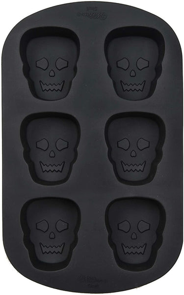 Halloween Skull Non-Stick Silicone Mold, 6-Cavity Baking Mold