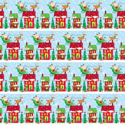 Colorful Santa Gift Wrap 30" x 5 ft