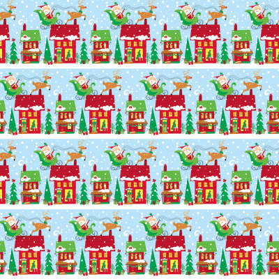 Colorful Santa Gift Wrap 30" x 5 ft