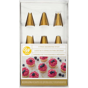 Navy Blue and Gold Piping Tips and Cake Decorating Supplies Set, 17-Piece