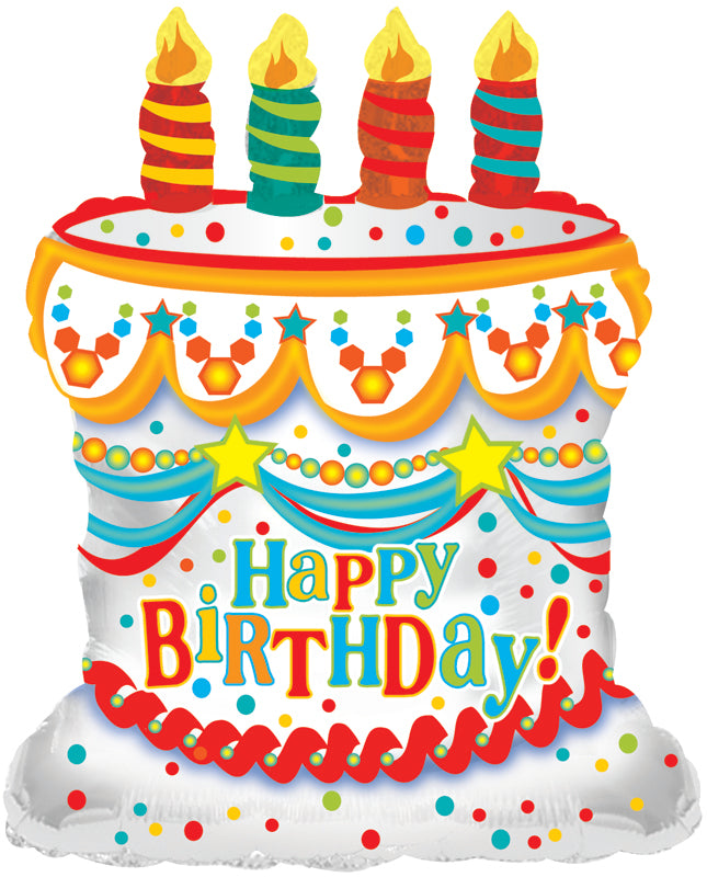 Happy Birthday Cake Shaped 28" Balloon, 1ct