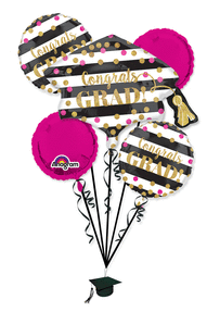 Gold Confetti Grad Foil Balloon Bouquet