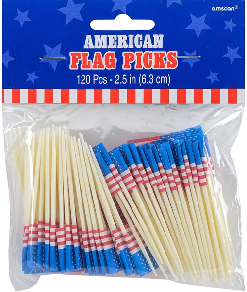 American Flag Picks, 2.5" Tall, 120ct