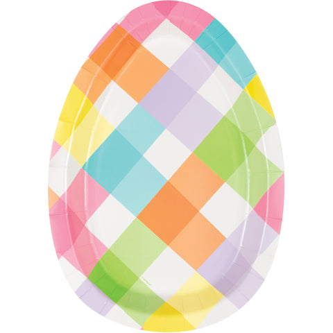 Eggcellent Easter Egg Shaped 12" x 8.5" Plates, 8ct