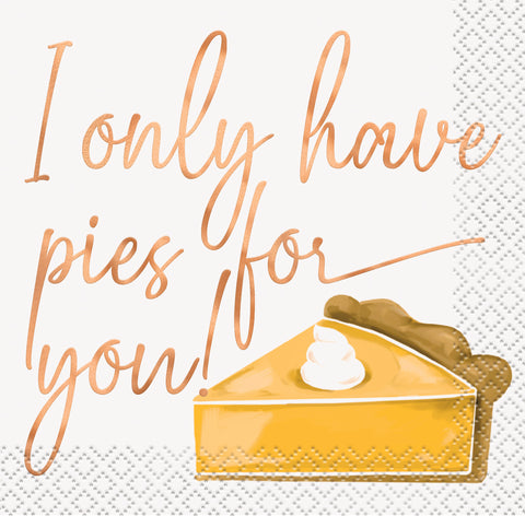 Chic Thanksgiving "I Only Have Pies for You" Beverage Napkins, 16ct - Foil Stamping