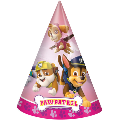 Paw Patrol Pink Party Hats, 8ct