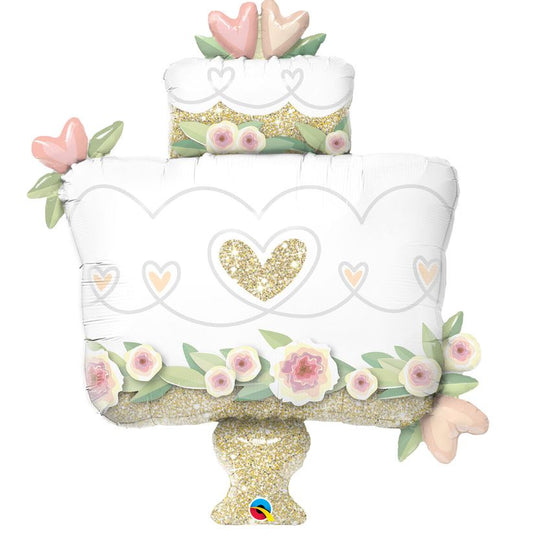 Gold Wedding Cake 41" Foil Balloon, 1ct