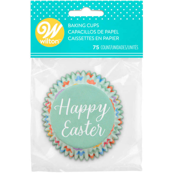 “Happy Easter" Paper Spring Easter Egg Cupcake Liners, 75-Count