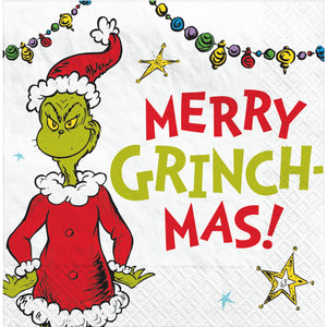Traditional Grinch Merry Grinchmas Beverage Napkin