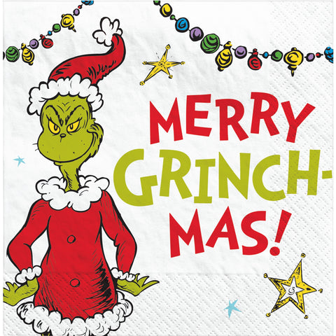 Traditional Grinch Merry Grinchmas Beverage Napkin
