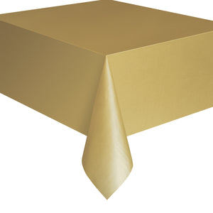 Gold Solid Rectangular Plastic Table Cover, 54" x 108", 1ct