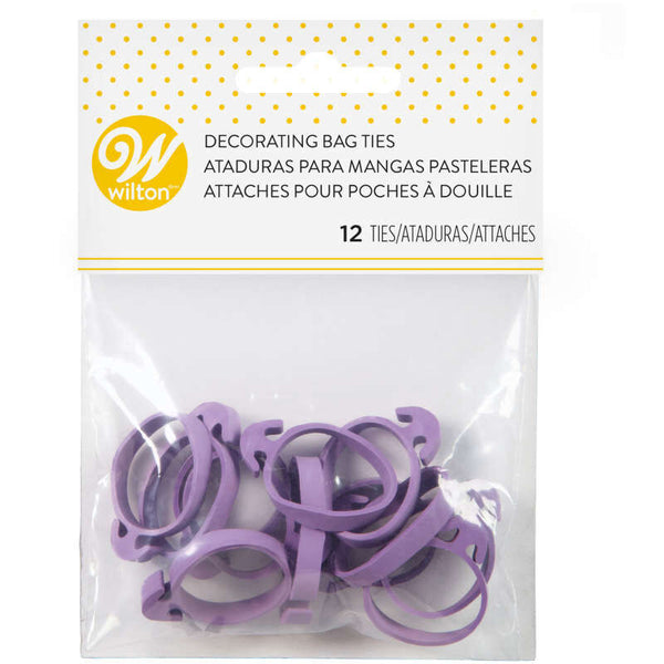 Reusable Rubber Piping and Decorating Bag Ties, 12-Count