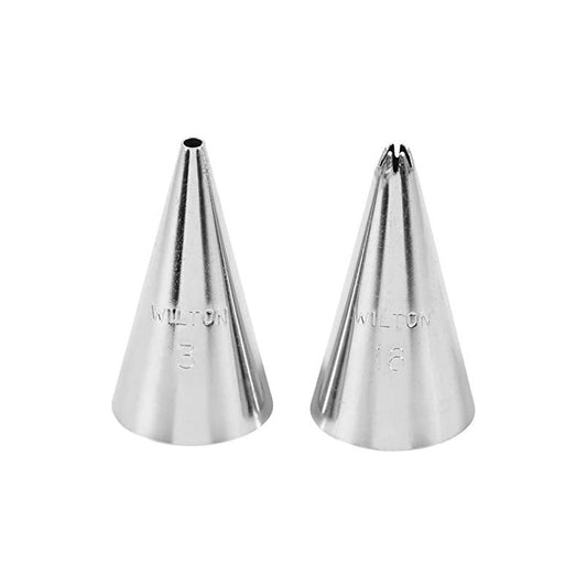 Juego de puntas para decoración de pasteles con forma de estrella abierta n.° 3 y n.° 16, 2 piezas 