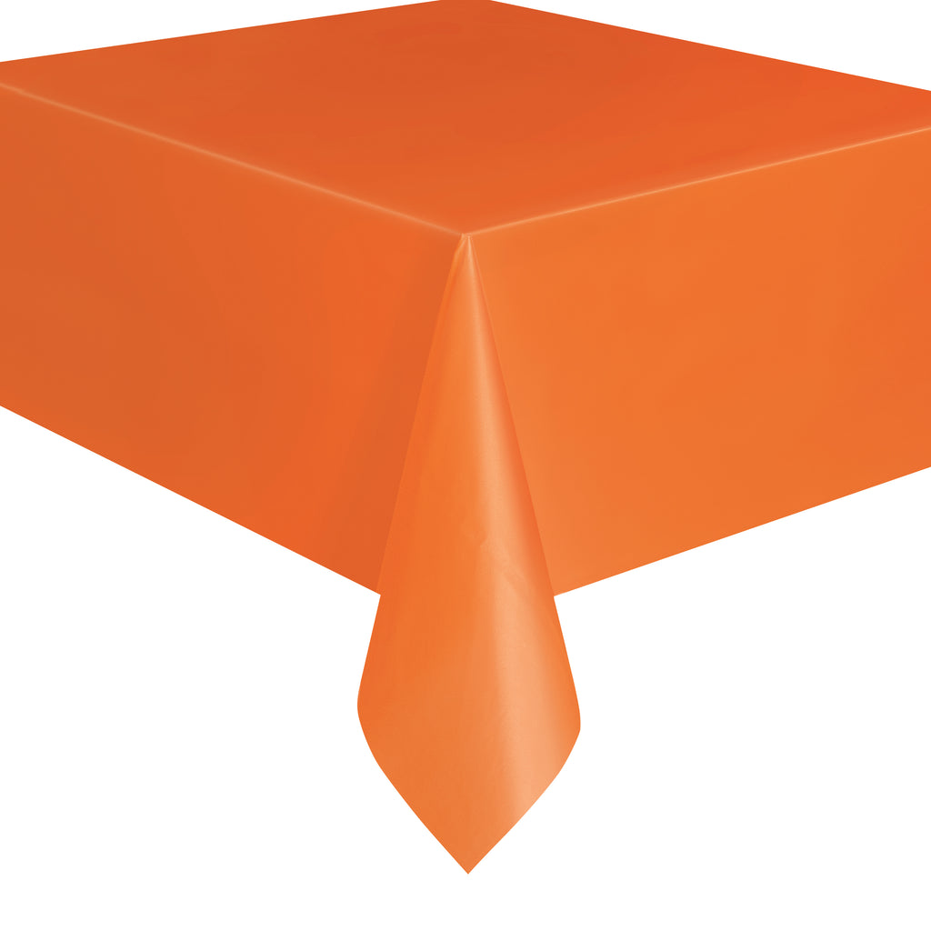 Pumpkin Orange Solid Rectangular Plastic Table Cover, 54" x 108" A