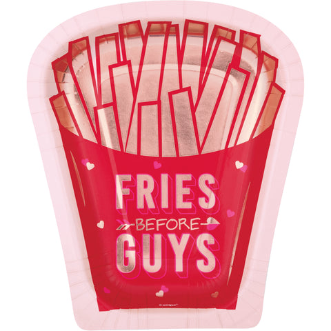 Lovely Galentine French Fries Shaped 8.25" Plates, 8ct