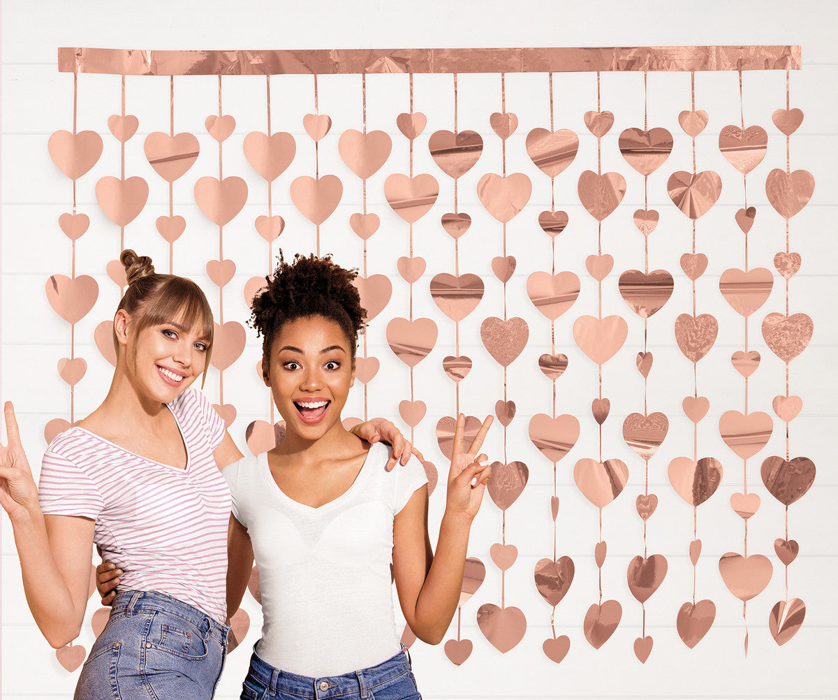 Pink Heart Shaped Foil Photo Backdrop, 60" x 48"
