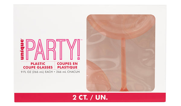 Pink Plastic Coupe Glasses, 2ct