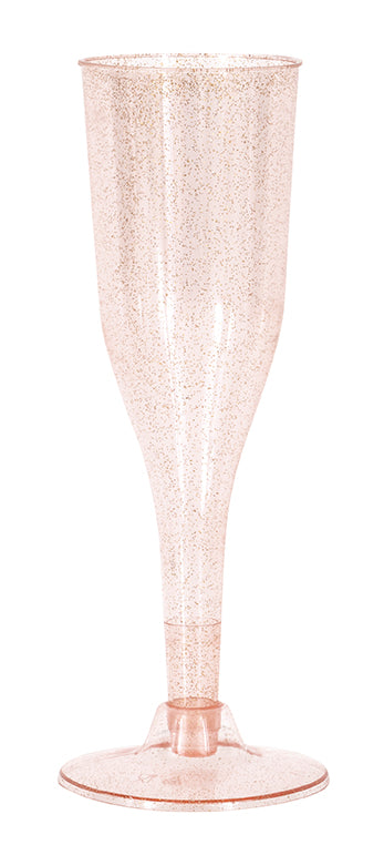 Pink & Gold Glitter Plastic Champagne Flutes, 4ct