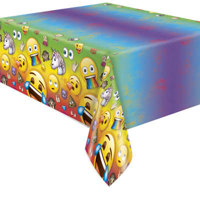 Rainbow Fun Emoji Rectangular Plastic Table Cover 54" x 84"