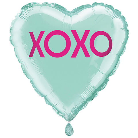 XOXO Teal Heart Shaped 18" Foil Balloon, 1ct