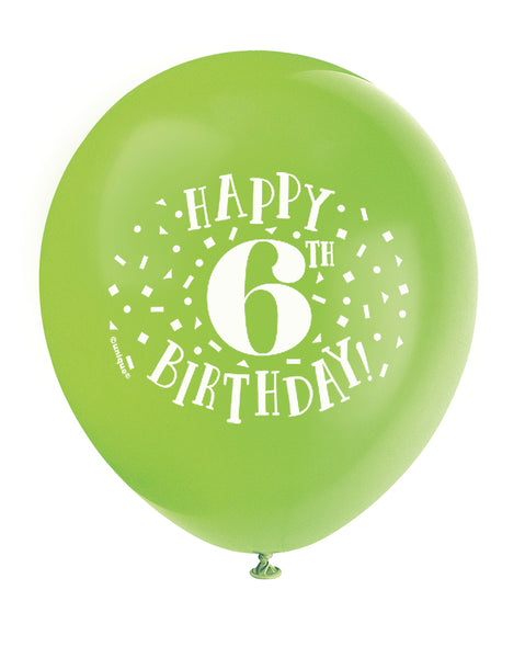 Fun Happy 6th Birthday 12" Latex Balloons