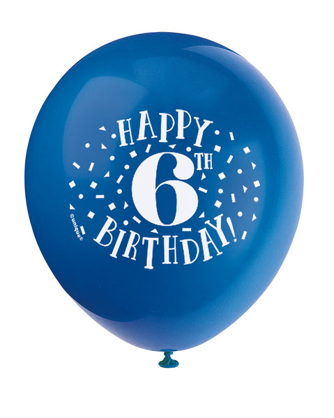 Fun Happy 6th Birthday 12" Latex Balloons