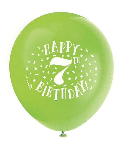 Fun Happy 7th Birthday 12" Latex Balloons