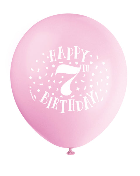 Fun Happy 7th Birthday 12" Latex Balloons
