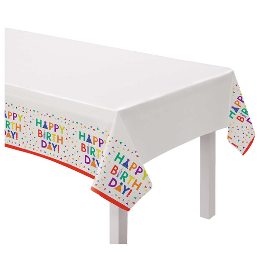 Confetti Time Birthday Plastic Table Cover, 54" x 84", 1ct