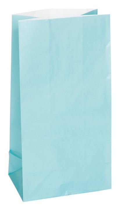 Baby Blue Paper Party Bags, 12ct