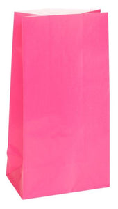 Hot Pink Paper Party Bags, 12ct