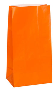 Orange Paper Party Bags, 12ct