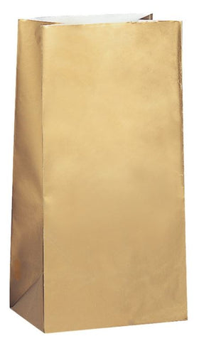 Gold Metallic Paper Party Bags, 10ct