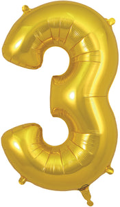 Oaktree 34" Numeral 3 Balloon - Gold