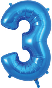 Oaktree 34" Numeral 3 Balloon - Blue